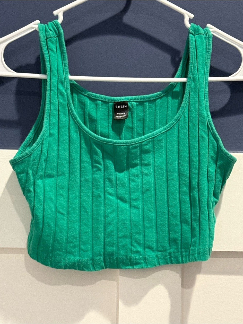 SHEIN Green Ribbed Crop Tank Top Size PM